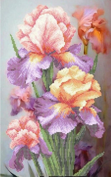 Bead Embroidery Kit Irises Flowers DIY Bead needlepoint Bead stitching