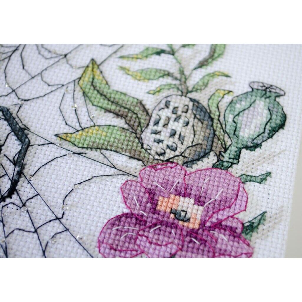 Counted Cross Stitch Kit Spider in the flowers DIY Unprinted canvas