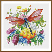 Counted Cross Stitch Kit Colorful dragonfly DIY Unprinted canvas