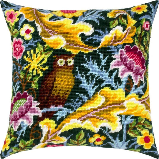 Tapestry Pillow Cover DIY kit "Owl" Needlepoint kit Printed canvas