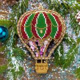 Bead Embroidery Kit on Plastic Green balloon DIY Christmas tree toy