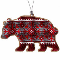 Bead Embroidery Kit on Wood Bear DIY Christmas tree toy