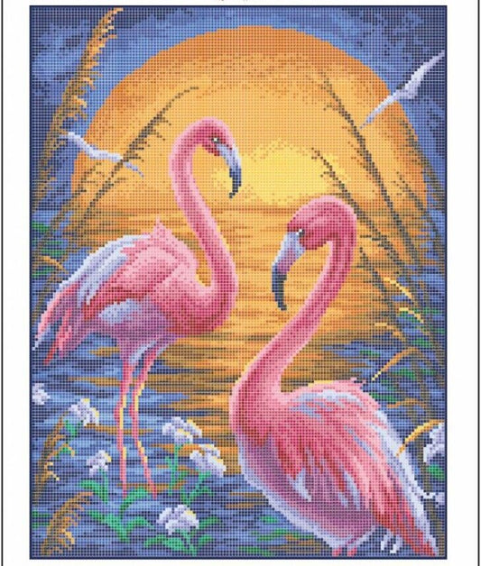 Full Bead Embroidery Kit Flamingo DIY Bead needlepoint Bead stitching