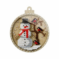 Bead Embroidery Kit on Wood Snowman DIY Christmas tree toy