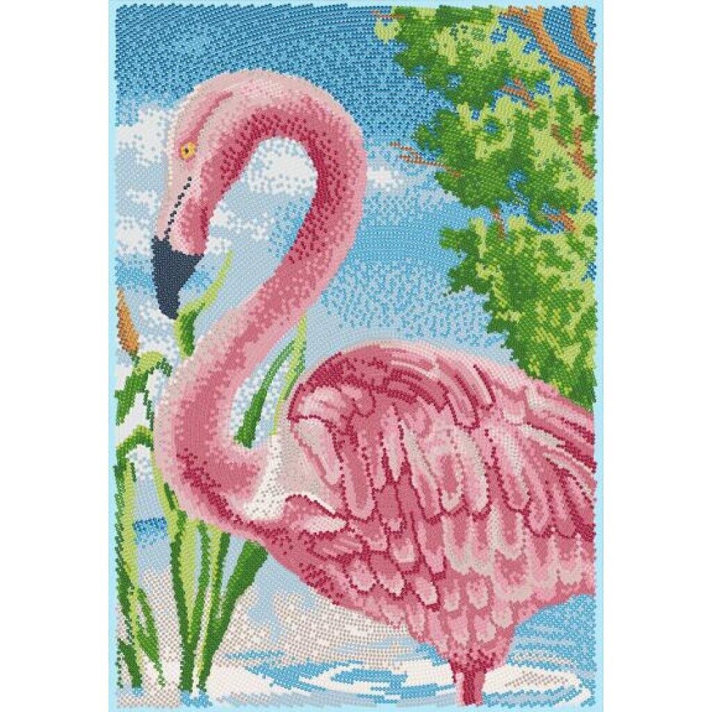 Bead Embroidery Kit Flamingo DIY Bead needlepoint Bead stitching Beadwork