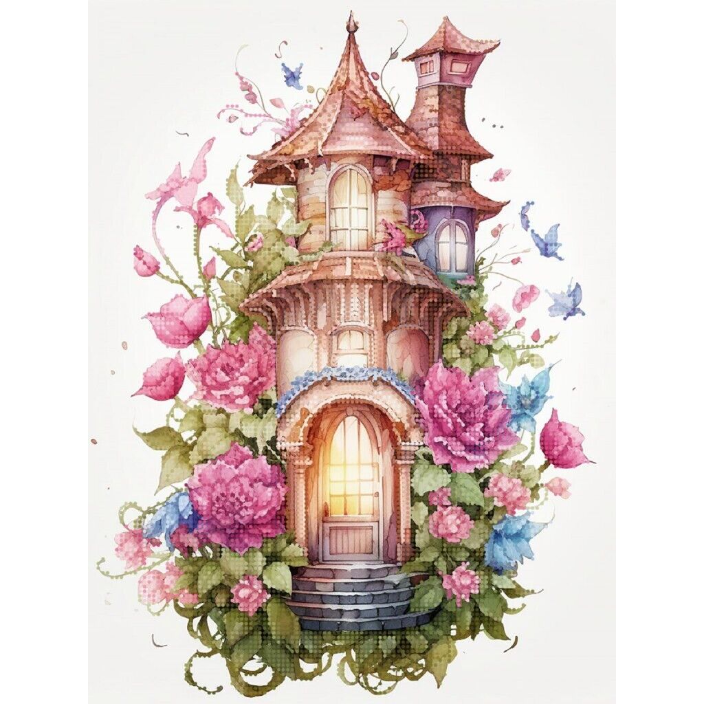 Bead Embroidery Kit Fairy house Bead needlepoint Beaded stitching Beadwork DIY