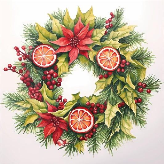 Bead Embroidery Kit Christmas Wreath DIY Bead needlepoint Bead stitching