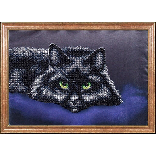 Bead Embroidery Kit Black cat Bead needlepoint Bead stitching Beadwork DIY