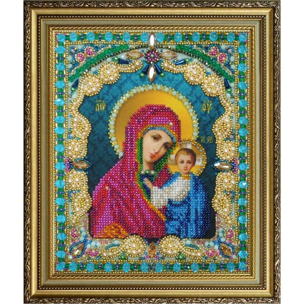 Bead Embroidery Kit Icon Virgin Mary Mother of God Beaded stitching DIY