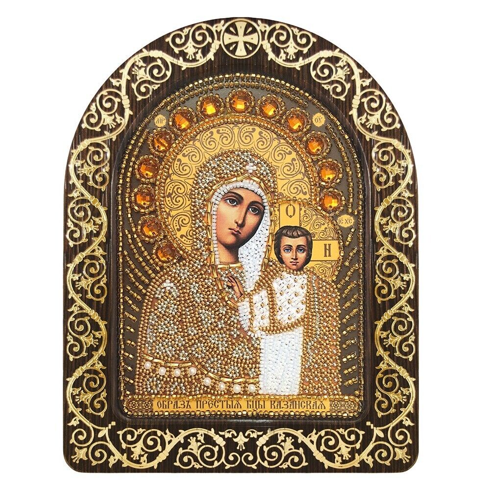 Bead Embroidery Kit Orthodox icon Virgin Mary Mother of God DIY Needlepoint kit