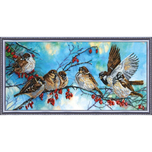 Bead Embroidery Kit Birds Beaded stitching Bead needlepoint Beadwork DIY