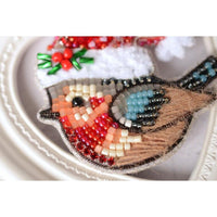 DIY Jewelry Making Beading kit Bullfinch Brooch Bead Embroidery Needlepoint