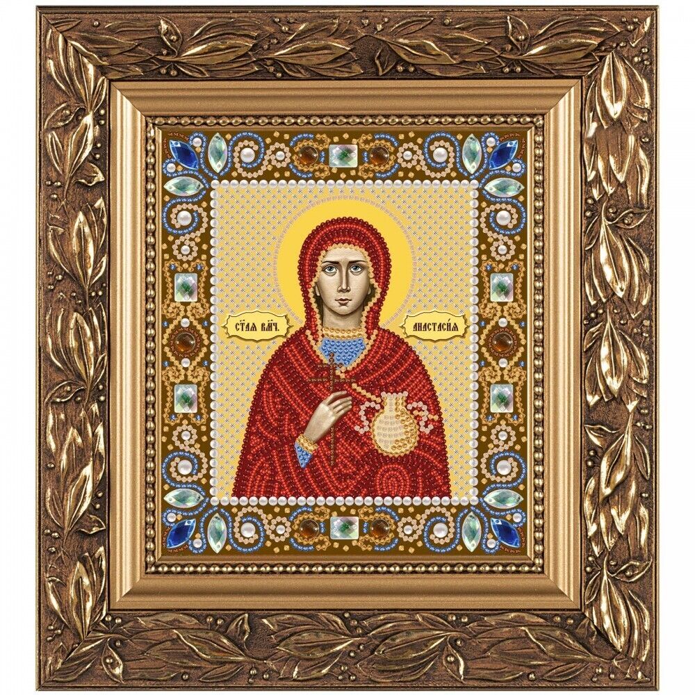 Bead Embroidery Kit Icon St. Anastasia DIY Bead needlepoint Beadwork