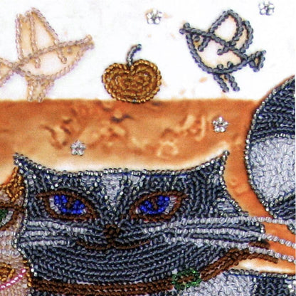 Bead embroidery kit Cats DIY