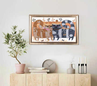Bead embroidery kit Cats DIY