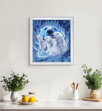 Bead embroidery kit White bears DIY