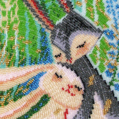 Bead embroidery kit Hares DIY