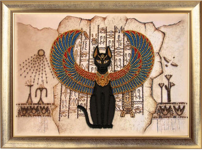 Bead embroidery kit Egyptian cat DIY