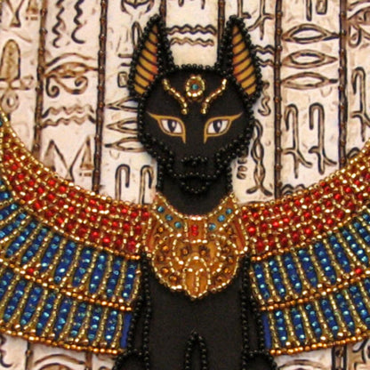 Bead embroidery kit Egyptian cat DIY