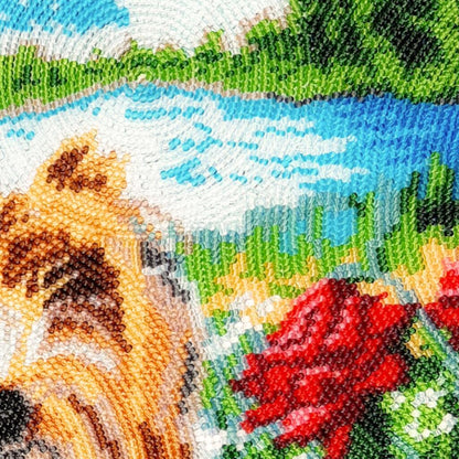 Full Bead Embroidery Kit Dog York DIY