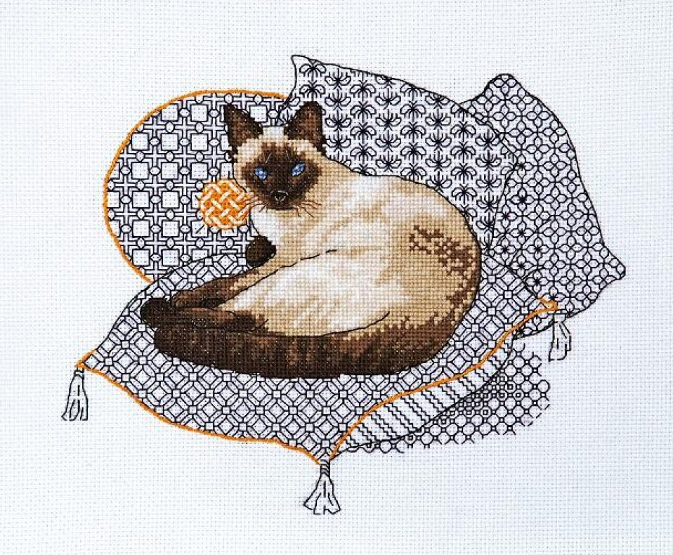 Kreuzstichset „Katze“ zum Selbermachen, unbedruckte Leinwand 