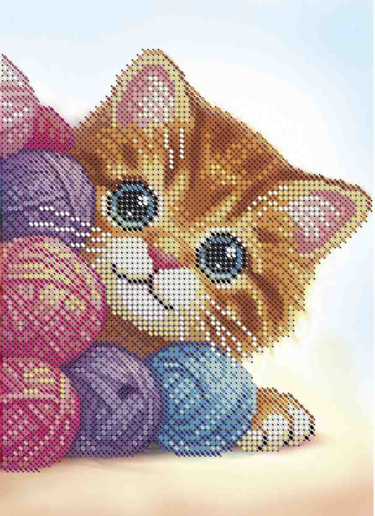 Bead Embroidery Kit Playful kitten DIY