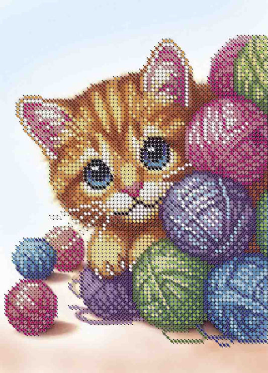 Bead Embroidery Kit Playful kitten DIY