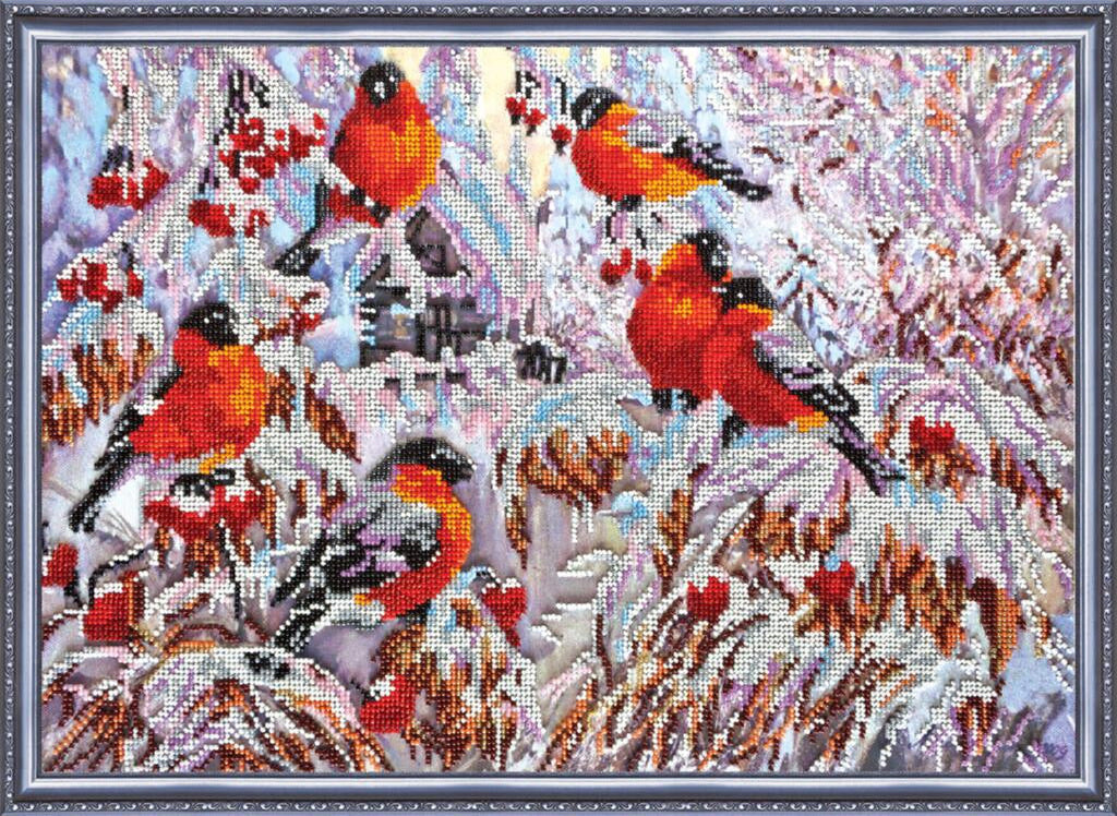 Bead Embroidery Kit Bullfinches DIY Abris Art