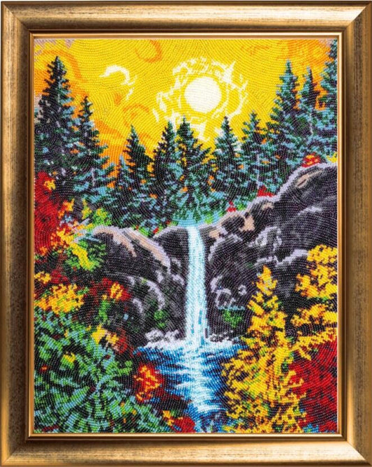 Kit complet de broderie de perles Coucher de soleil d'automne DIY