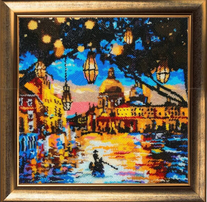 Bead embroidery kit Lanterns over the water DIY
