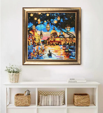 Bead embroidery kit Lanterns over the water DIY