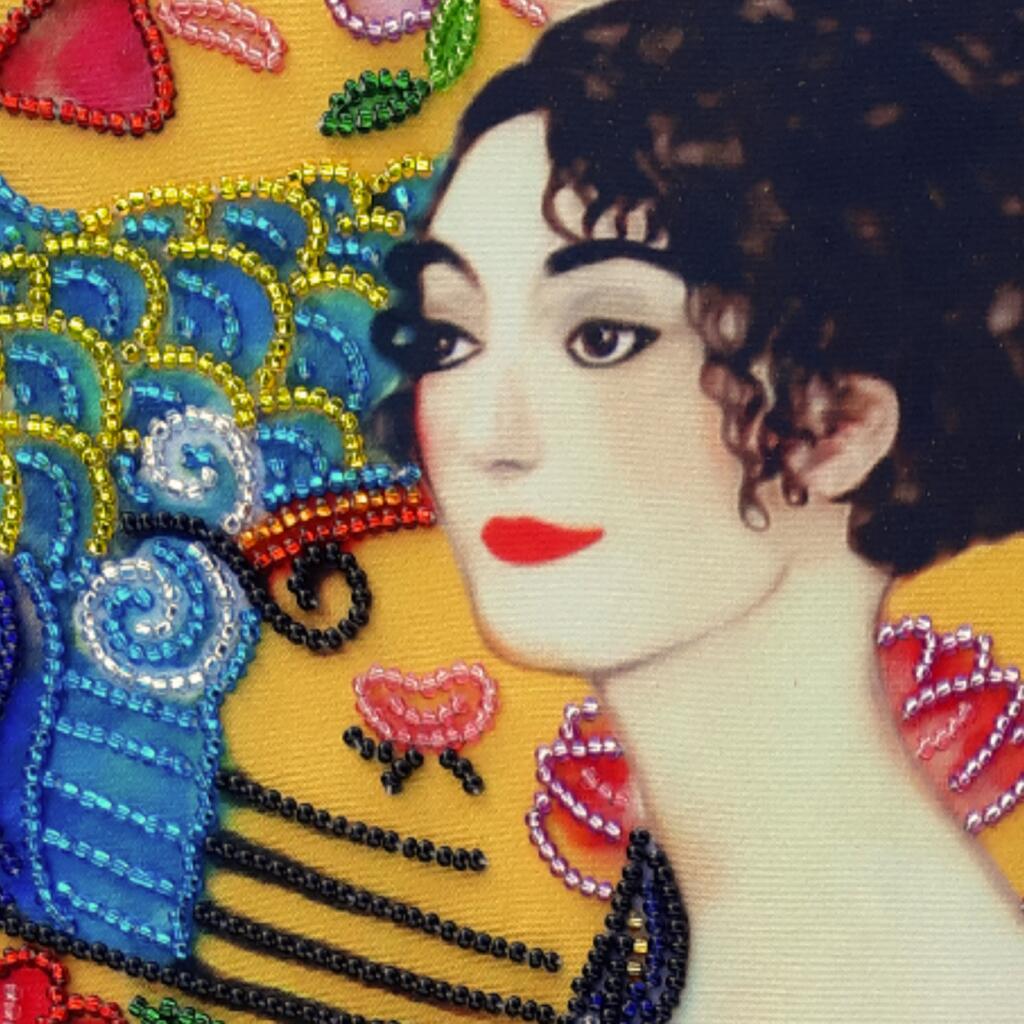 Bead embroidery kit Lady with a fan Klimt DIY