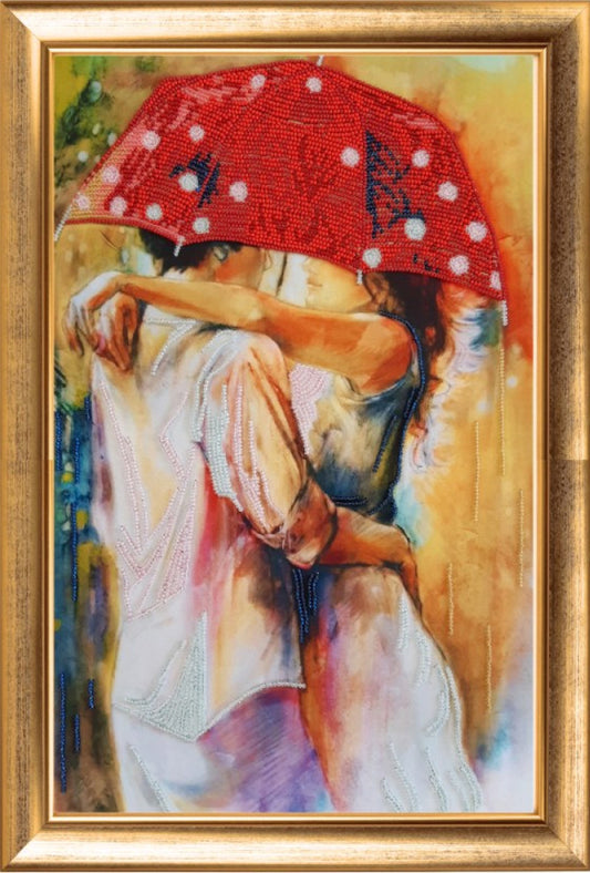 Bead embroidery kit Couple under an umbrella DIY