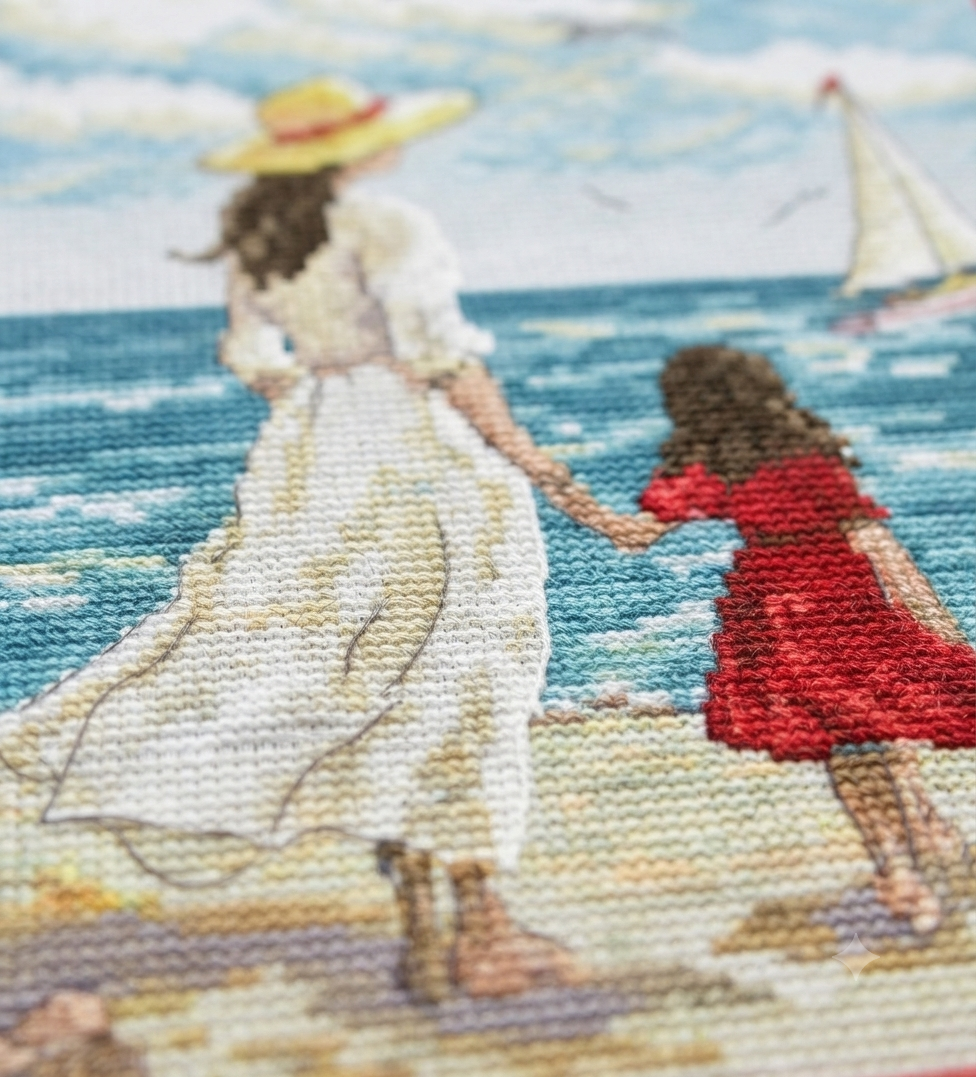 Kit de broderie au point de croix Azure Coast DIY Toile non imprimée 