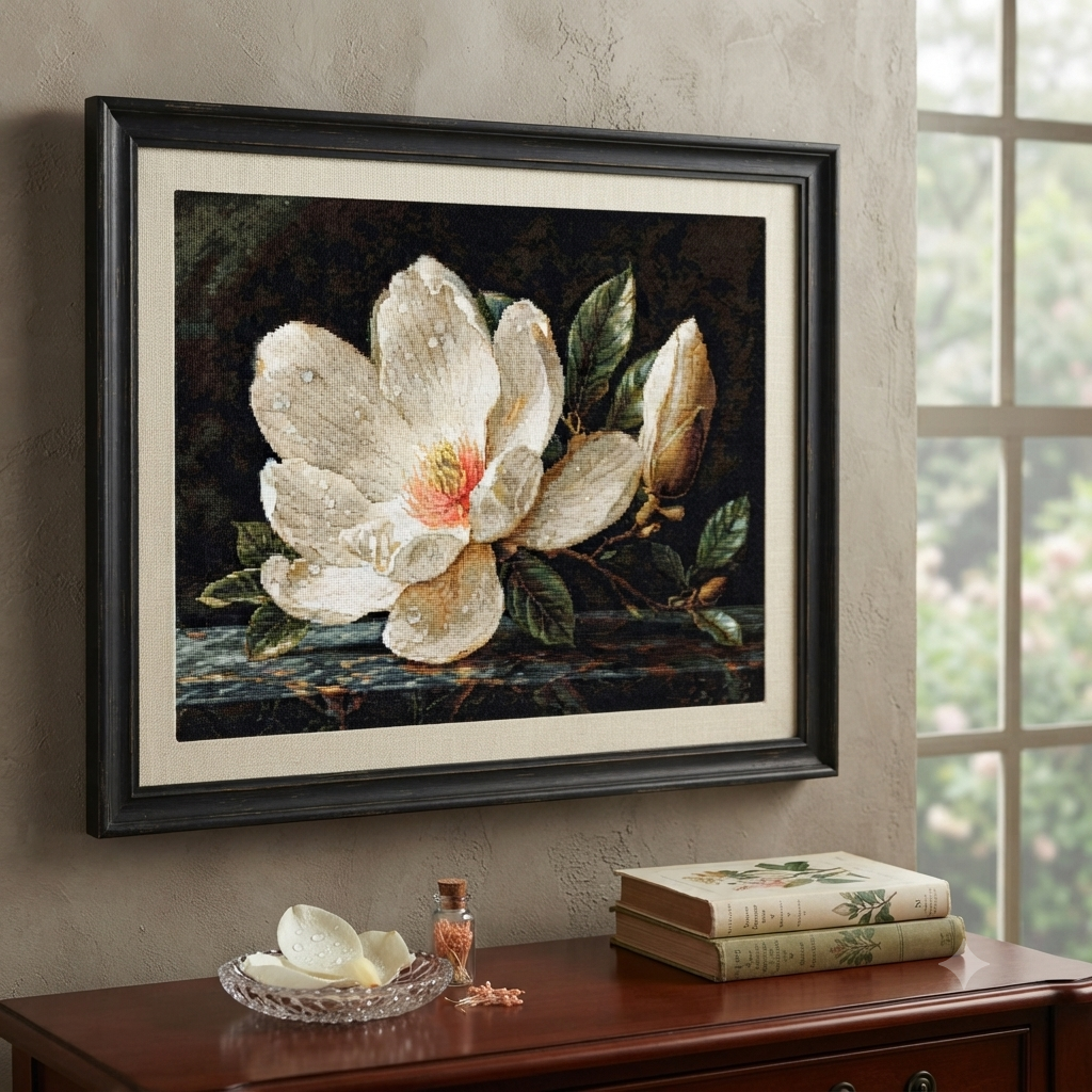 Gobelin kit Needlework Tapestry Kit Magnolia Flowers DIY Luca-S