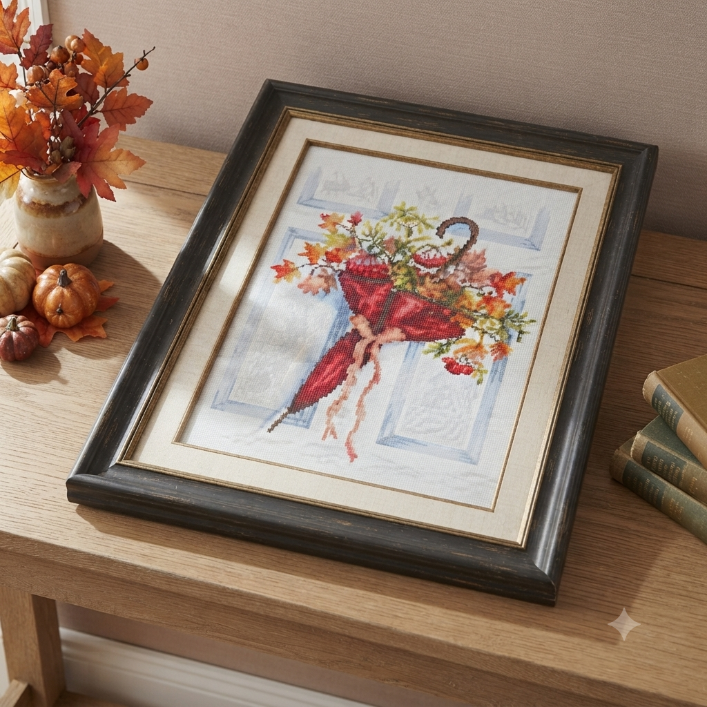 Perlenstickerei Kit Herbst Regenschirm Blumen DIY
