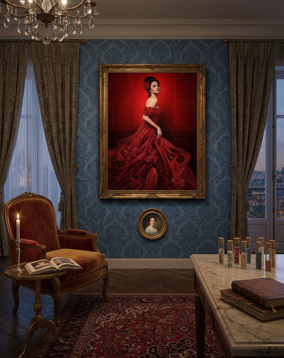 Bead Embroidery Kit "Lady in red" DIY