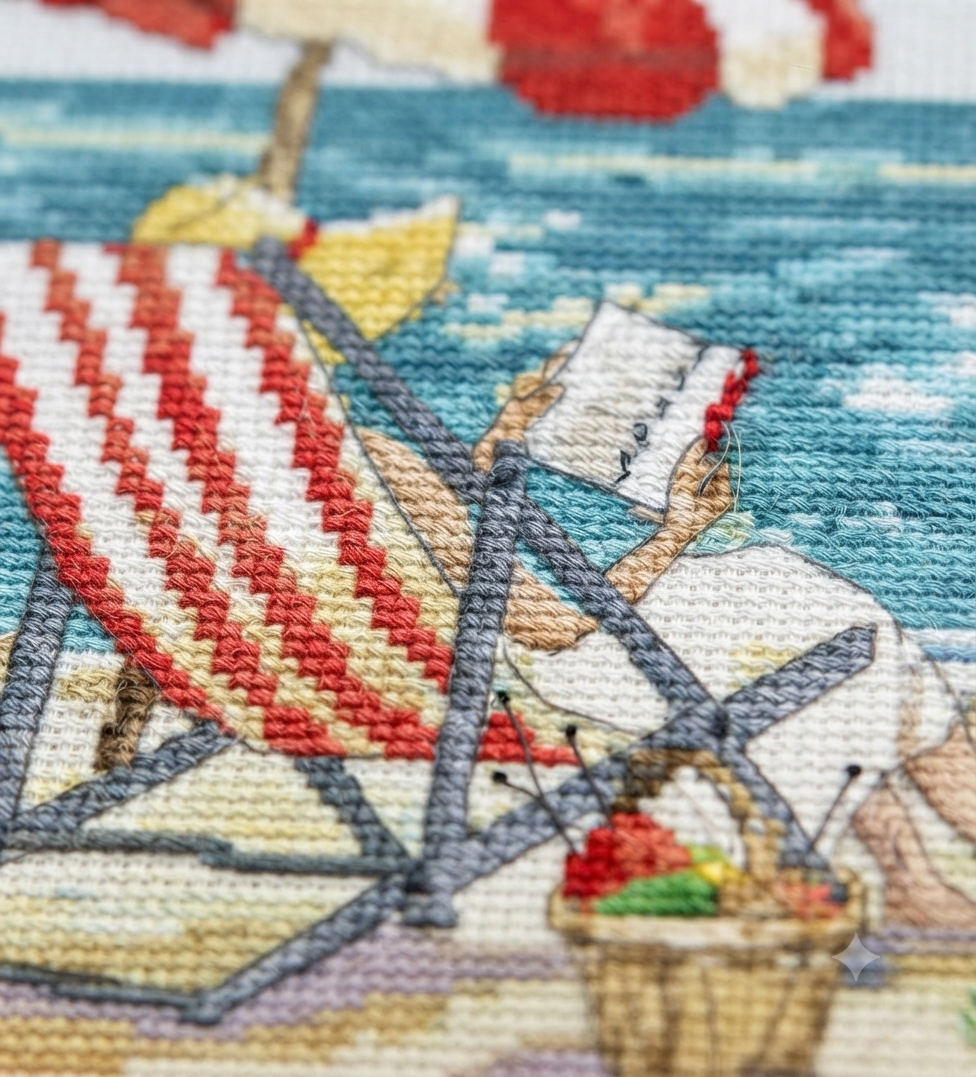 Kit de broderie au point de croix Azure Coast DIY Toile non imprimée 