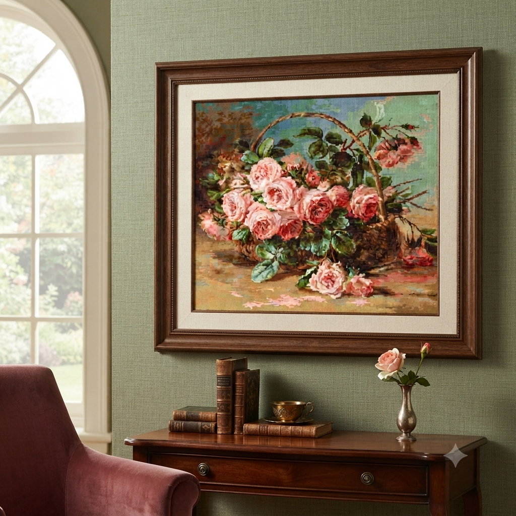 Gobelin kit Needlework Tapestry Kit Basket with roses Flowers DIY Luca-S