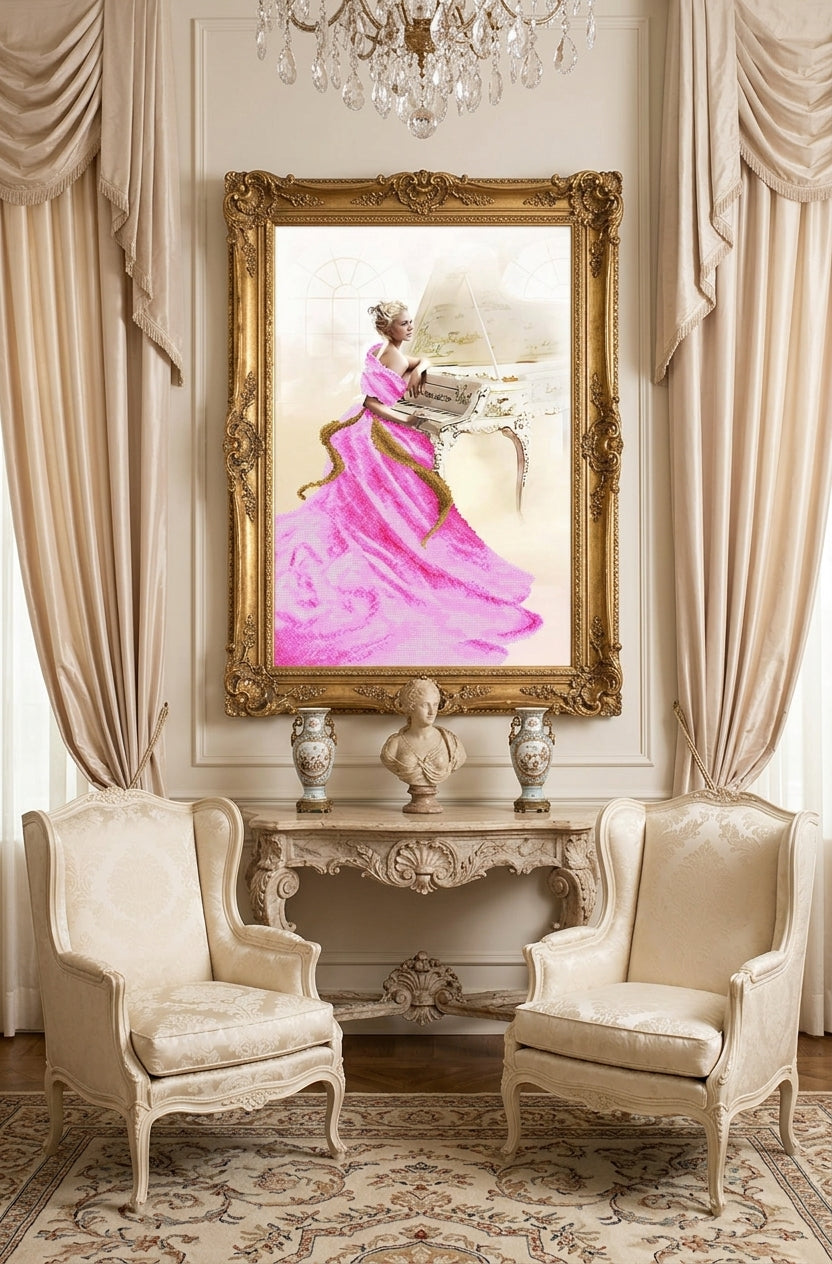 Bead Embroidery Kit "Lady in pink" DIY