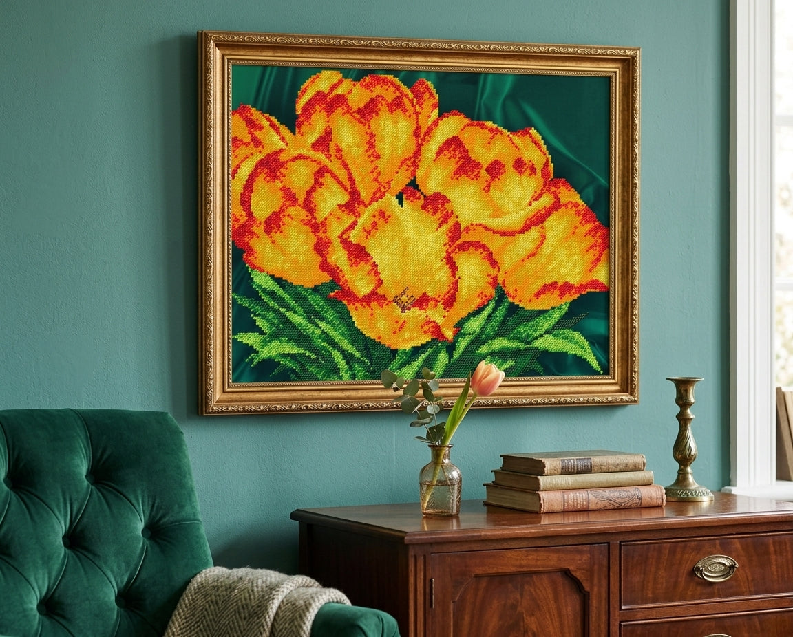 Bead Embroidery Kit "Tulips Flowers" DIY