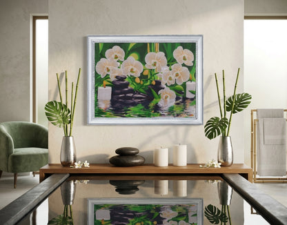 Bead Embroidery Kit "White Orchids" DIY