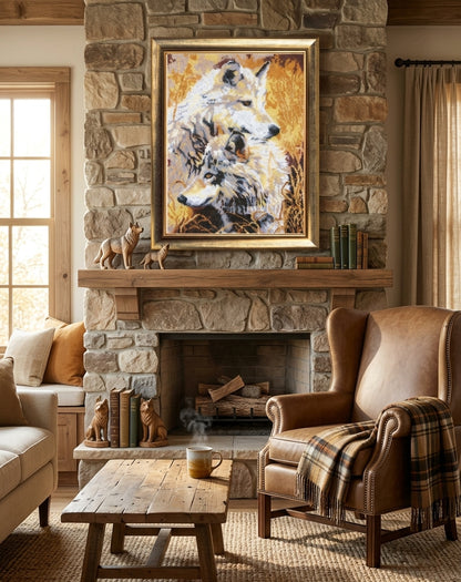 Full Bead Embroidery Kit "Pair of Wolves" DIY