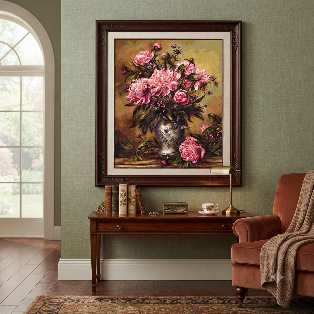 Gobelin kit Needlework Tapestry Kit Peonies Flowers DIY Luca-S