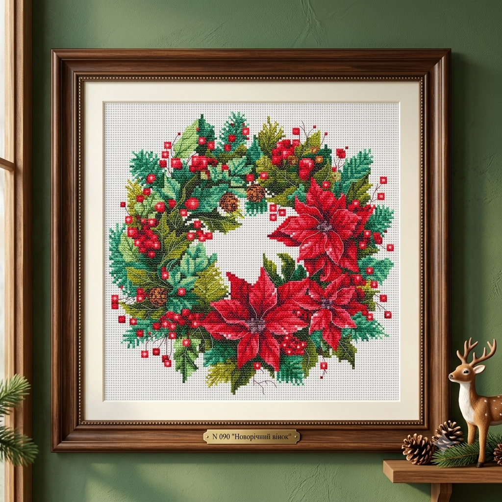 Kreuzstichset Weihnachtskranz DIY Unbedruckte Leinwand
