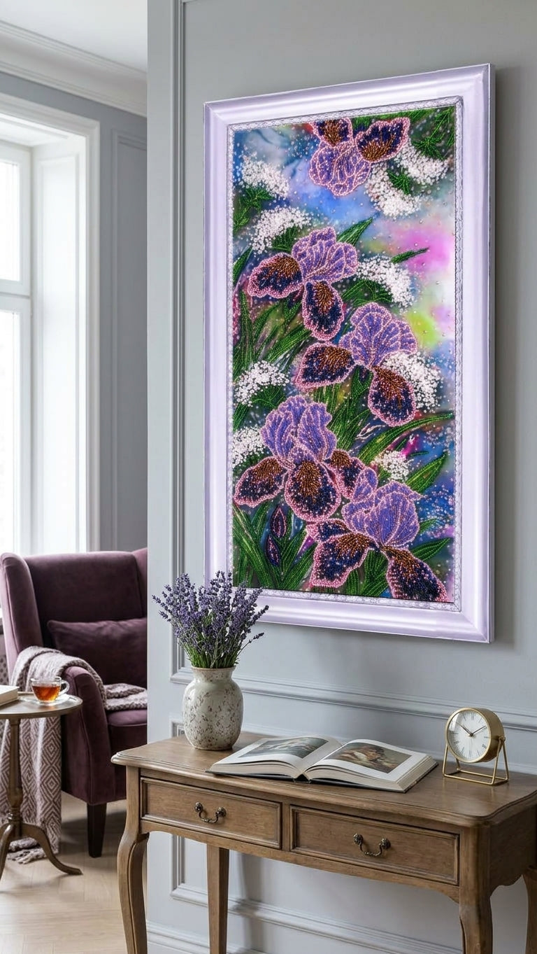 Bead Embroidery Kit "Glowing Irises" DIY