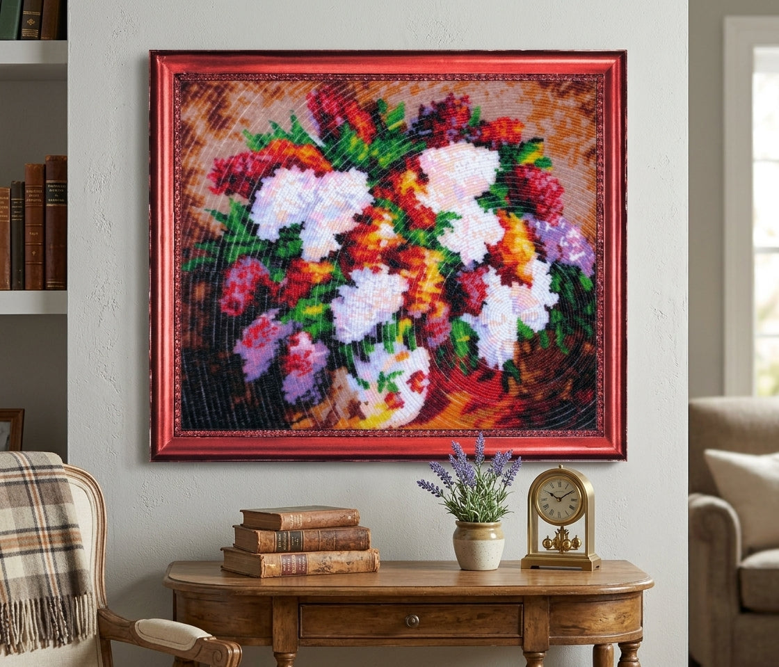 Full Bead Embroidery Kit "Lilac Bouquet" DIY