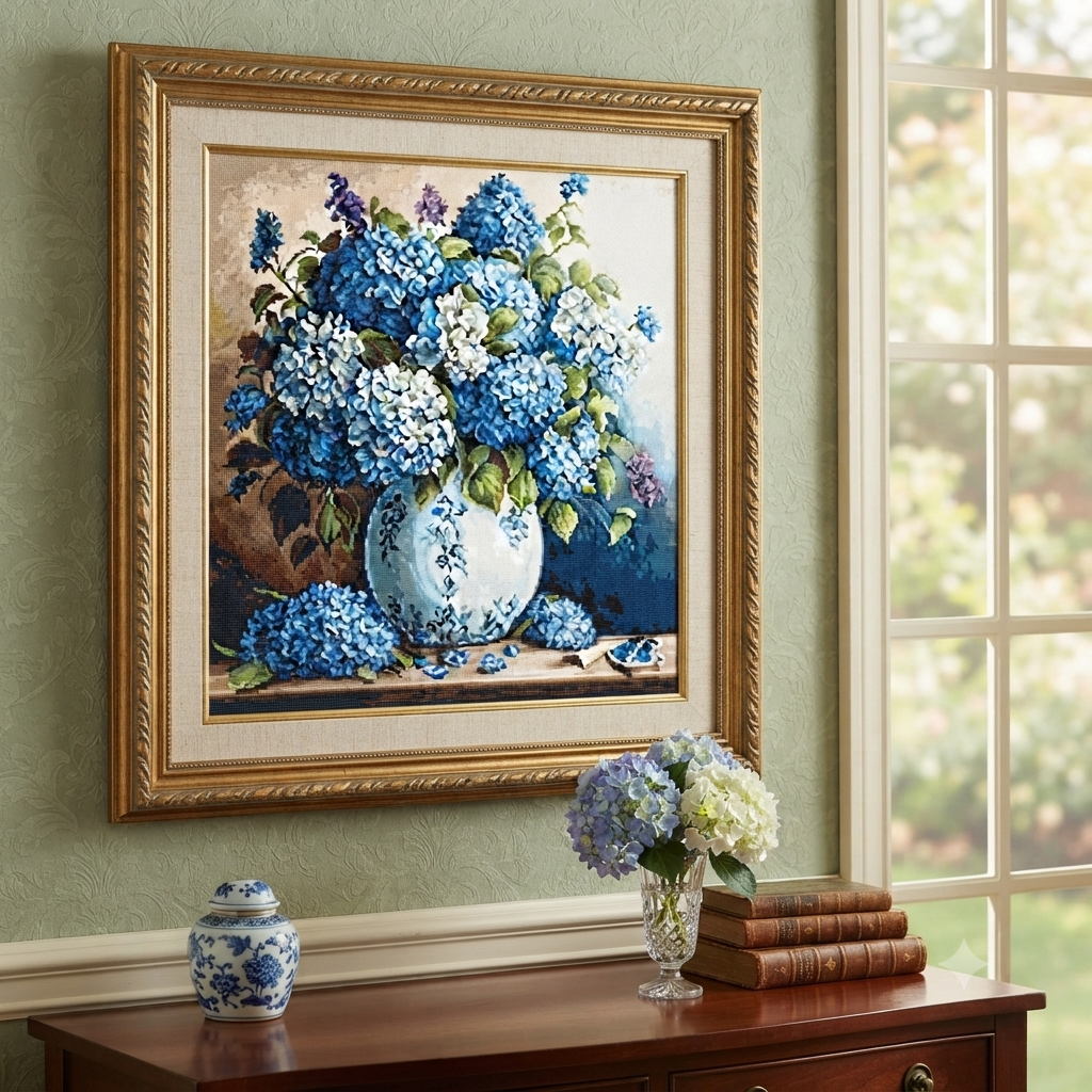 Gobelin kit Needlework Tapestry Kit Hydrangeas Flowers DIY Luca-S