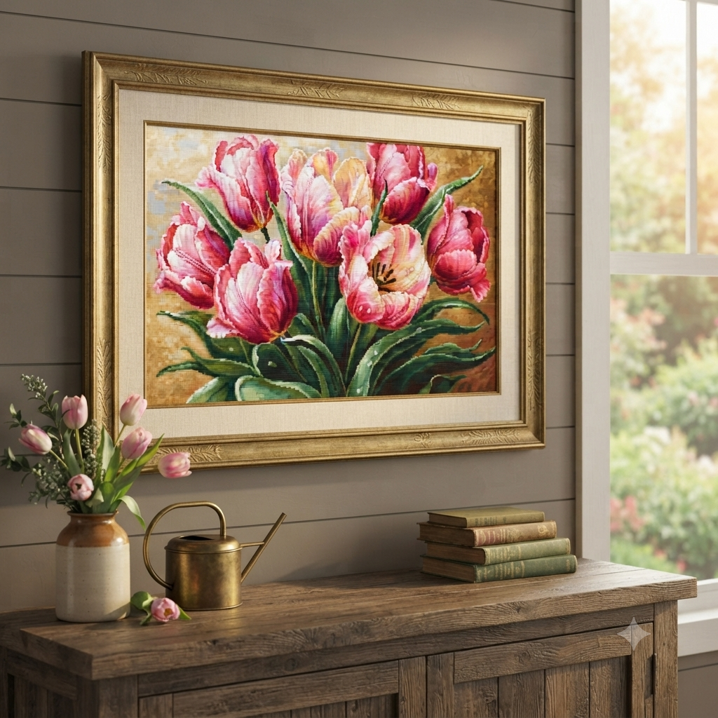 Gobelin kit Needlework Tapestry Kit Tulips Flowers DIY Luca-S