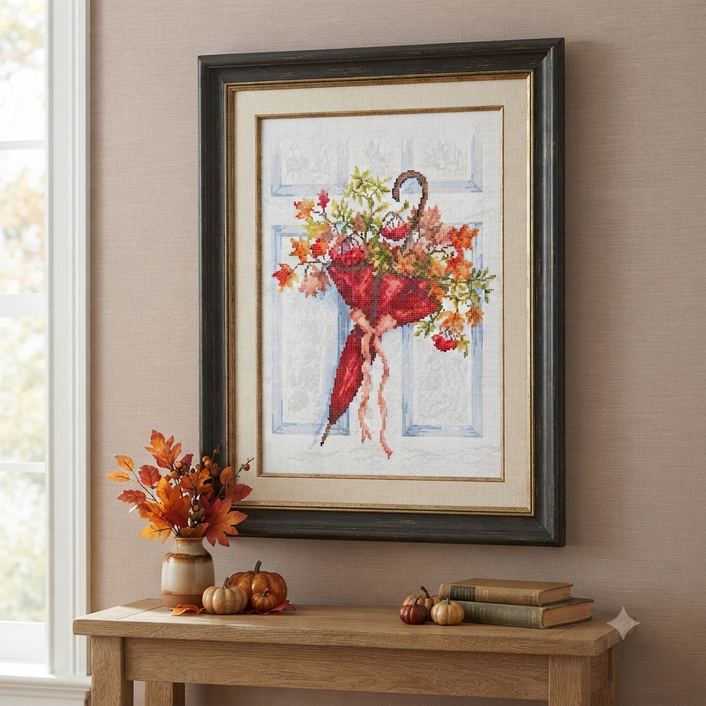 Perlenstickerei Kit Herbst Regenschirm Blumen DIY